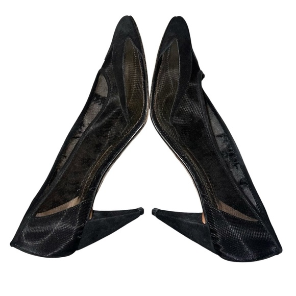 EUC Walter Steiger Elegant Black Mesh Suede Leather Pumps Heels Size 8 Classic - Picture 5 of 7
